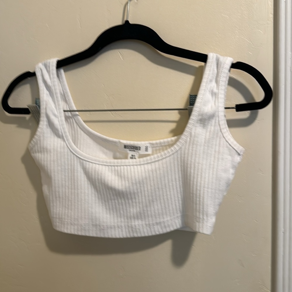 Missguided white rib bandage crop top - Picture 2 of 3